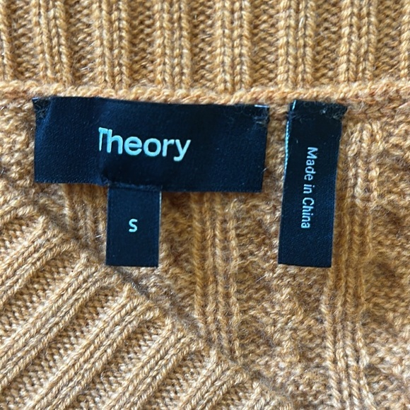 Theory sz S cashmere orange sweater v neck cable knit super soft great condition - Picture 5 of 8